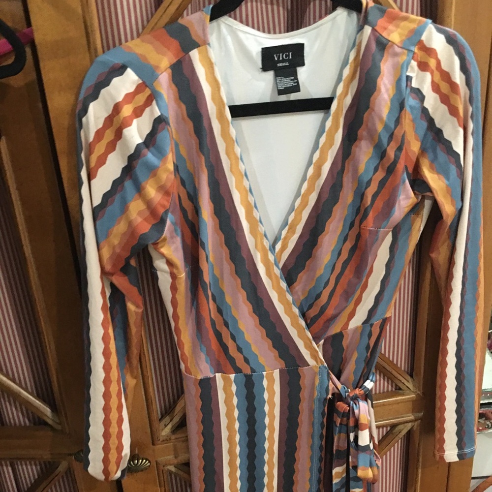 Long multi color wrap dress